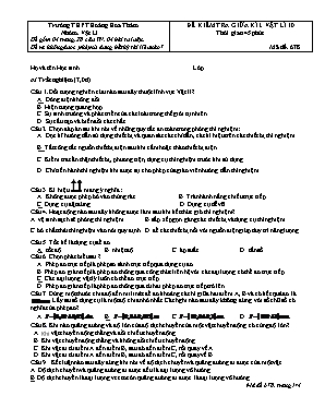 Đề kiểm tra giữa kì I môn Vật lí 10 - Mã đề 678 - Trường THPT Hoàng Hoa Thám (Có đáp án)